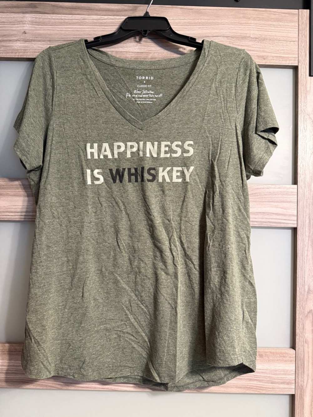 torrid Olive 'Happiness Is Whiskey' V‑Neck Tee